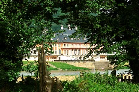 Vista del Palacio de Pillnitz desde nuestro jardín